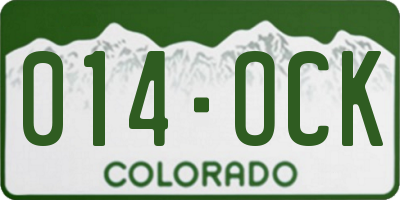 CO license plate 014OCK