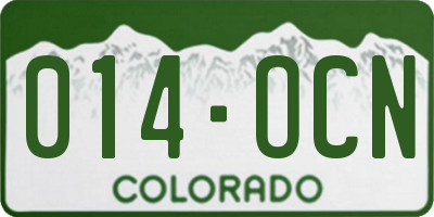 CO license plate 014OCN