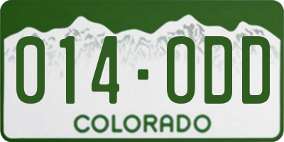CO license plate 014ODD