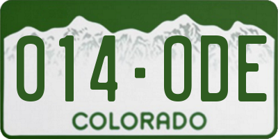 CO license plate 014ODE