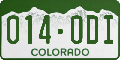 CO license plate 014ODI
