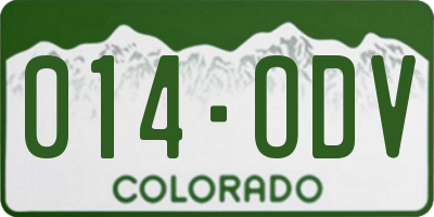 CO license plate 014ODV