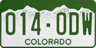CO license plate 014ODW