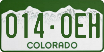 CO license plate 014OEH
