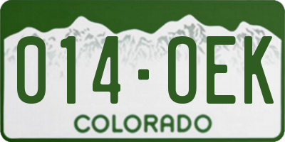 CO license plate 014OEK