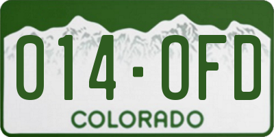CO license plate 014OFD