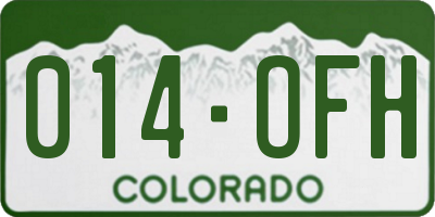 CO license plate 014OFH