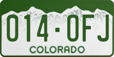 CO license plate 014OFJ
