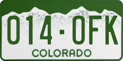 CO license plate 014OFK