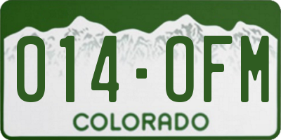 CO license plate 014OFM