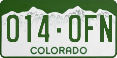 CO license plate 014OFN