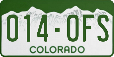 CO license plate 014OFS