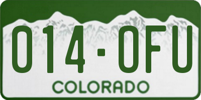CO license plate 014OFU