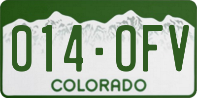 CO license plate 014OFV