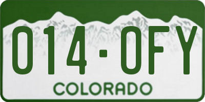 CO license plate 014OFY
