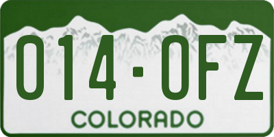 CO license plate 014OFZ