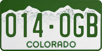 CO license plate 014OGB