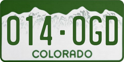CO license plate 014OGD