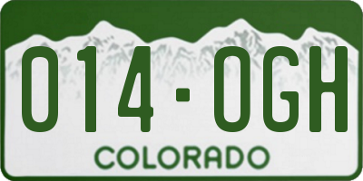 CO license plate 014OGH