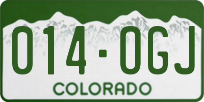 CO license plate 014OGJ