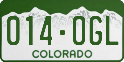 CO license plate 014OGL