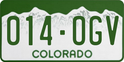 CO license plate 014OGV