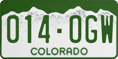 CO license plate 014OGW