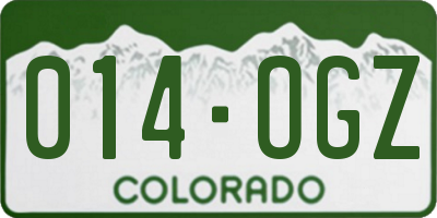 CO license plate 014OGZ