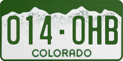 CO license plate 014OHB