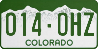 CO license plate 014OHZ
