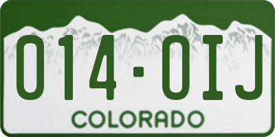 CO license plate 014OIJ