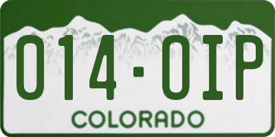 CO license plate 014OIP