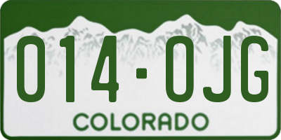 CO license plate 014OJG
