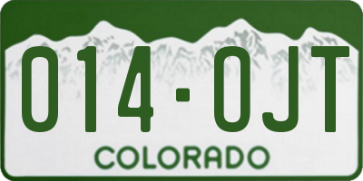 CO license plate 014OJT