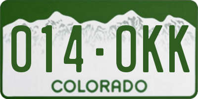 CO license plate 014OKK