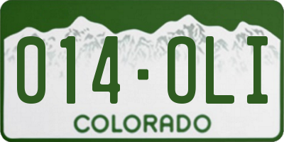 CO license plate 014OLI