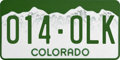 CO license plate 014OLK