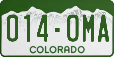 CO license plate 014OMA