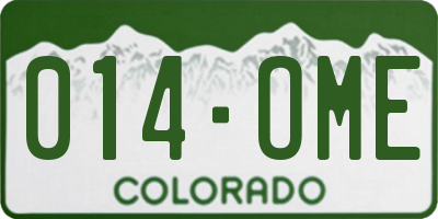 CO license plate 014OME