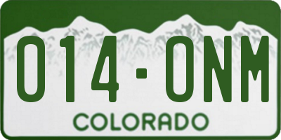 CO license plate 014ONM
