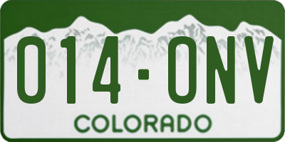 CO license plate 014ONV