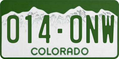 CO license plate 014ONW
