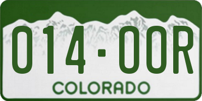 CO license plate 014OOR