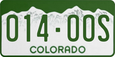 CO license plate 014OOS