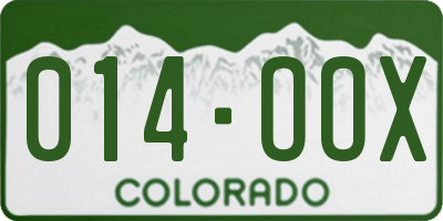CO license plate 014OOX