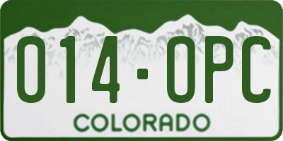 CO license plate 014OPC