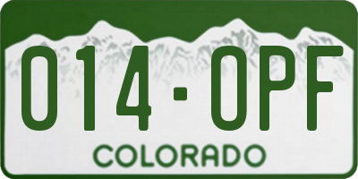 CO license plate 014OPF