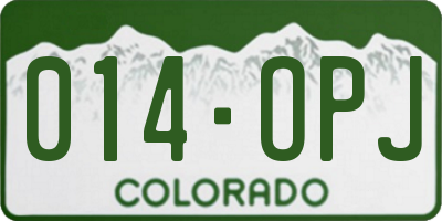 CO license plate 014OPJ
