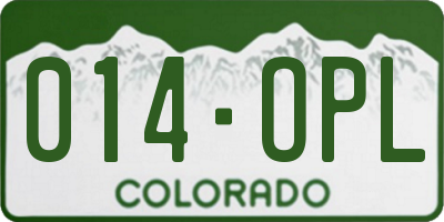 CO license plate 014OPL
