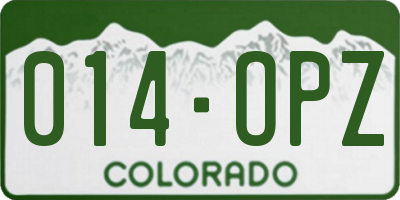CO license plate 014OPZ